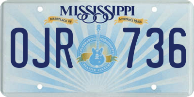 MS license plate OJR736