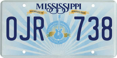 MS license plate OJR738