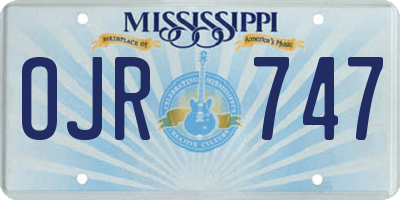 MS license plate OJR747