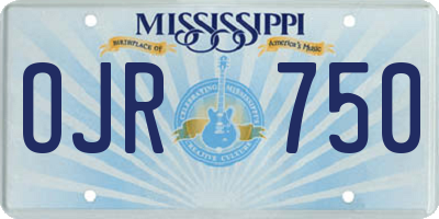 MS license plate OJR750