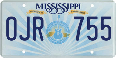 MS license plate OJR755