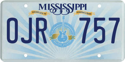 MS license plate OJR757