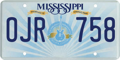 MS license plate OJR758