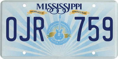 MS license plate OJR759
