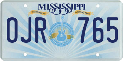 MS license plate OJR765