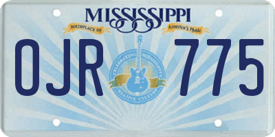 MS license plate OJR775