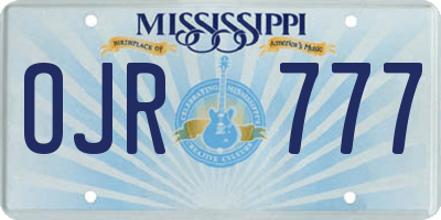 MS license plate OJR777