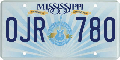 MS license plate OJR780