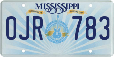 MS license plate OJR783