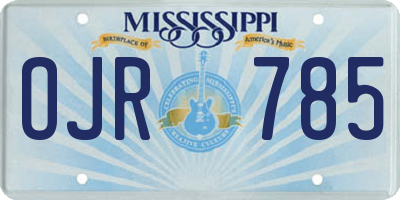 MS license plate OJR785