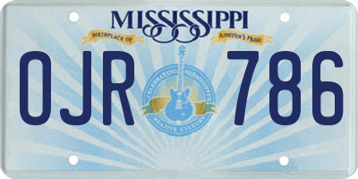 MS license plate OJR786