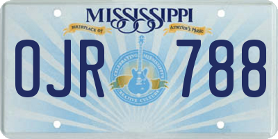 MS license plate OJR788