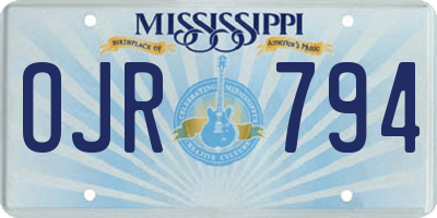 MS license plate OJR794