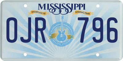 MS license plate OJR796