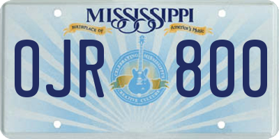MS license plate OJR800