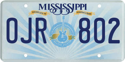 MS license plate OJR802