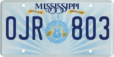 MS license plate OJR803