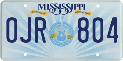 MS license plate OJR804