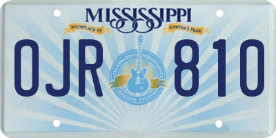 MS license plate OJR810