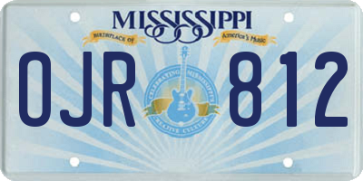 MS license plate OJR812