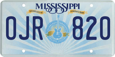 MS license plate OJR820