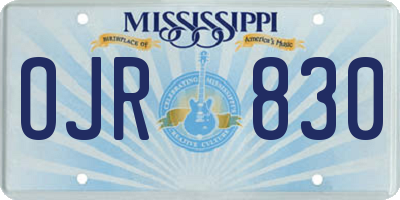 MS license plate OJR830