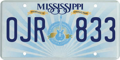 MS license plate OJR833