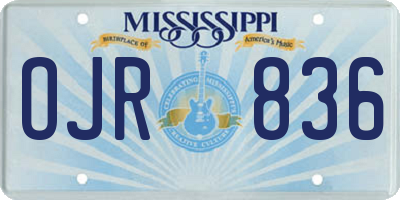 MS license plate OJR836