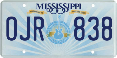 MS license plate OJR838