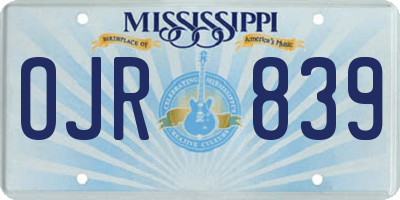 MS license plate OJR839