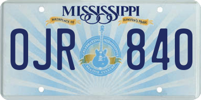 MS license plate OJR840