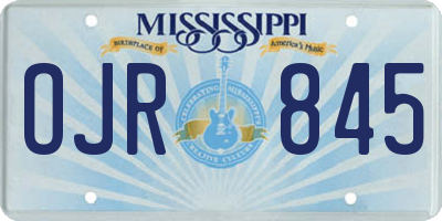 MS license plate OJR845
