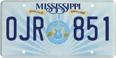 MS license plate OJR851