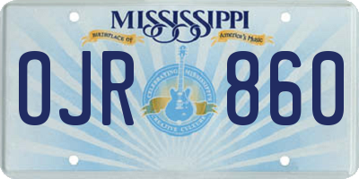 MS license plate OJR860