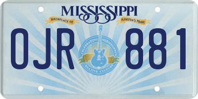 MS license plate OJR881