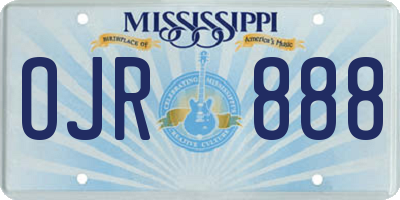 MS license plate OJR888