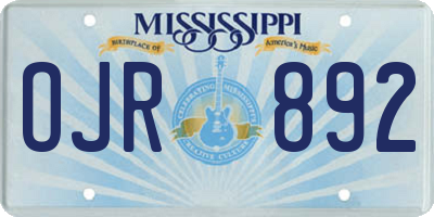 MS license plate OJR892