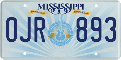 MS license plate OJR893