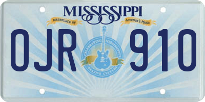 MS license plate OJR910