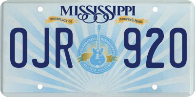 MS license plate OJR920