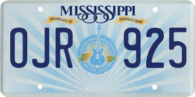 MS license plate OJR925