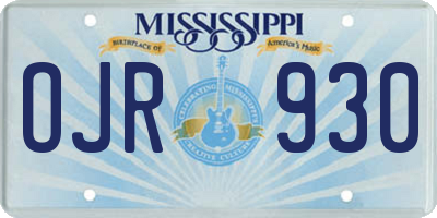 MS license plate OJR930