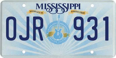 MS license plate OJR931