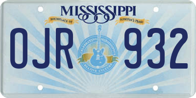 MS license plate OJR932
