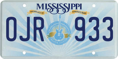 MS license plate OJR933