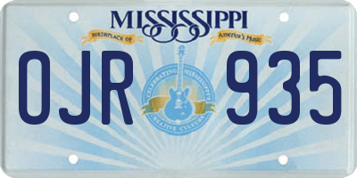 MS license plate OJR935