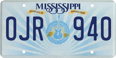 MS license plate OJR940