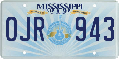 MS license plate OJR943