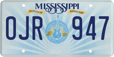 MS license plate OJR947