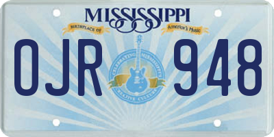 MS license plate OJR948